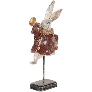 Clayre & Eef 6PR5493 Decorațiune iepure alb roșu auriu 18x7x34 cm