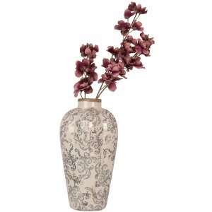 Clayre & Eef Vaza Ø 21x35 cm Bej Gri Ceramică Stil rustic Decorațiune elegantă