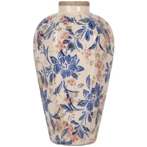 Clayre & Eef 6CE1935S Vase Landhausstil Beige Blau Ø17x30 cm Keramik
