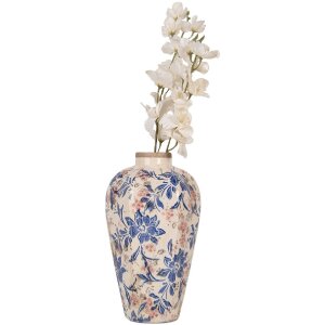 Clayre & Eef 6CE1935S Vase Landhausstil Beige Blau Ø17x30 cm Keramik