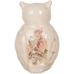 Clayre & Eef bufniță decorativă 11x10x17 cm stil țară ceramică bej roz