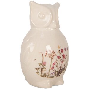 Clayre & Eef Deko-Eule Keramik Beige Rosa 11x10x17 cm Landhausstil