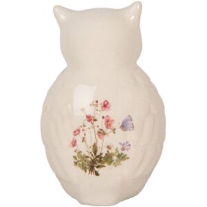 Clayre & Eef Deko-Eule Keramik Beige Rosa 11x10x17 cm Landhausstil