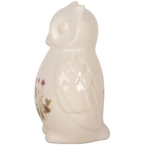 Clayre & Eef Deko-Eule Keramik Beige Rosa 11x10x17 cm Landhausstil
