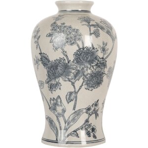 Clayre & Eef 6CE2072 Vase Keramik Weiß-Blau Boho-Stil 19x32 cm