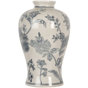 Clayre & Eef 6CE2072 Vase Keramik Weiß-Blau Boho-Stil 19x32 cm