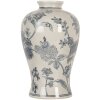 Clayre & Eef 6CE2072 Vase Keramik Weiß-Blau Boho-Stil 19x32 cm