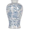 Clayre & Eef 6CE2101 Vase Weiß-Blau Ø 17x32 cm Keramik Blumenmotiv