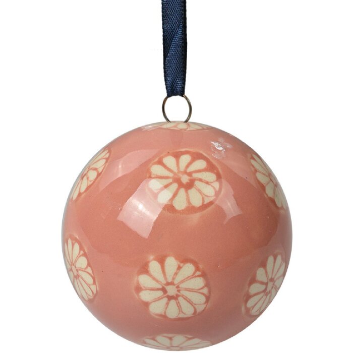 Clayre & Eef 6CE2104S Decorare Ball Ø6 cm Ceramică Decorare Ball roz bej