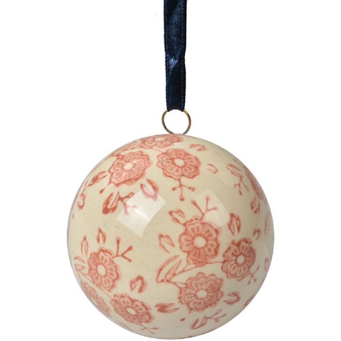 Clayre & Eef 6CE2106S Bilă decorativă ceramică bej roz Ø 6 cm Vintage