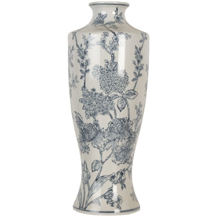 Clayre & Eef 6CE2080 Vase Keramik Weiß Blau 42 cm Boho Design