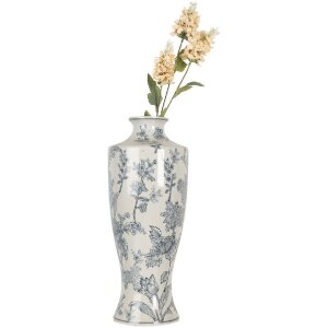 Clayre & Eef 6CE2080 Vase Keramik Weiß Blau 42 cm Boho Design
