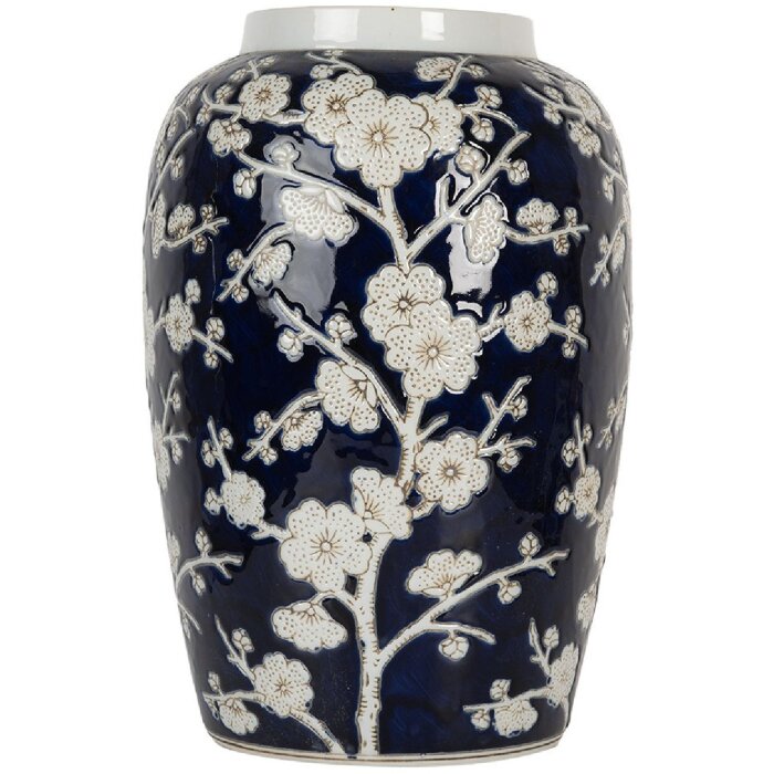 Clayre & Eef 6CE2082 Vaza Albastru-Alb Ø 20x31 cm Ceramică Retro Stil Vintage