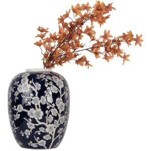 Clayre & Eef 6CE2083 Vase Blau-Weiß Ø 24x30 cm Keramik Retro Vintage Stil