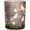 Clayre & Eef 6GL4954 Set suport pentru lumânări din sticlă gri motiv pasăre 7x8 cm 10x13 cm