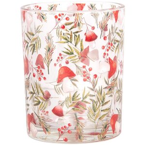 Clayre & Eef 6GL4962 Suport pentru lumânări de ceai set 2 felinare din sticlă cu design botanic