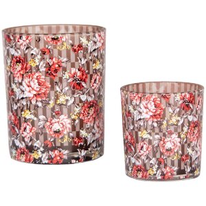 Clayre & Eef 6GL4974 Teelichthalter Set 2 Braun Rot...