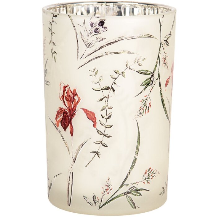 Clayre & Eef 6GL4979 Suport pentru lumânări din sticlă bej verde Ø12xH18 cm