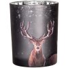 Clayre & Eef 6GL4980 Teelichthalter Set 2-teilig Hirschmotiv Glas Silber