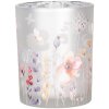 Clayre & Eef 6GL4982 Teelichthalter Set 2tlg Glas Grau Gelbtöne Floral