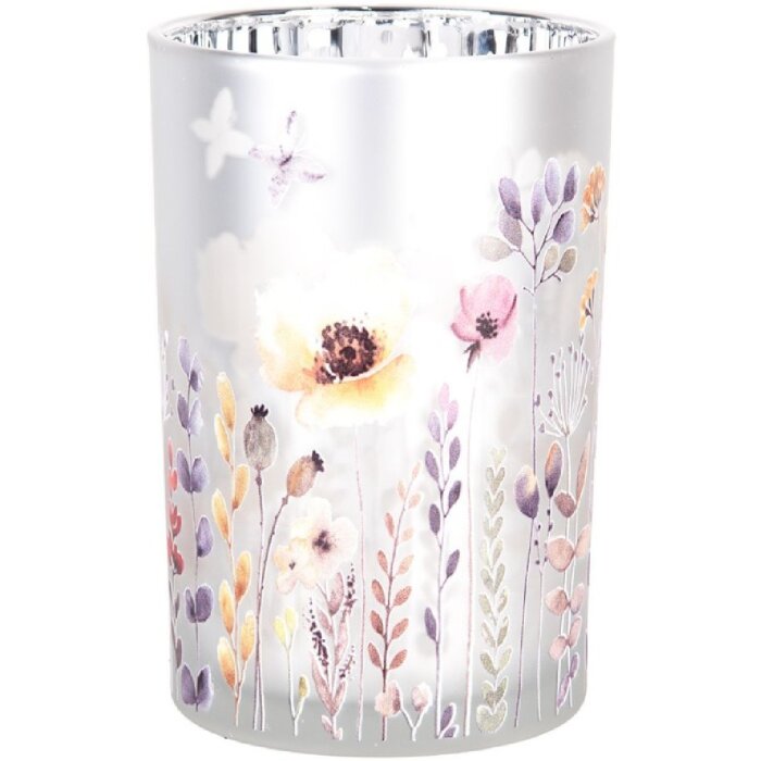 Clayre & Eef 6GL4983 Suport pentru lumânări sticlă gri galben Ø 12 x 18 cm