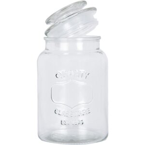 Clayre & Eef 6GL5053 Vorratsglas mit Deckel Retro Vintage Glas 11x19 cm