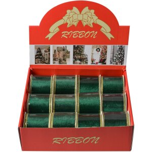 Clayre & Eef LI0128GR Panglică verde cu margine aurie...