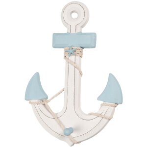 Clayre & Eef Decorațiune ancoră 22x5x33 cm alb albastru MDF lemn maritim