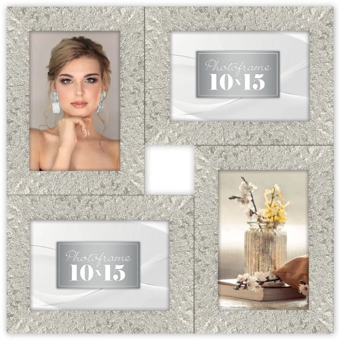 ZEP Orion colaj cadru foto argint 4 imagini în format 10x15 cm