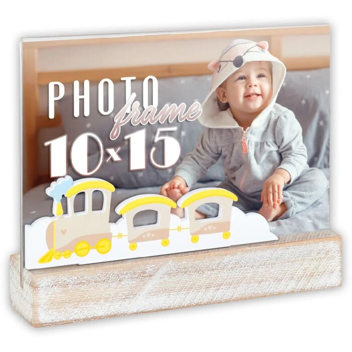 ZEP Cadru foto din acril și lemn Daniele orizontal 10x15 cm cu decor tren