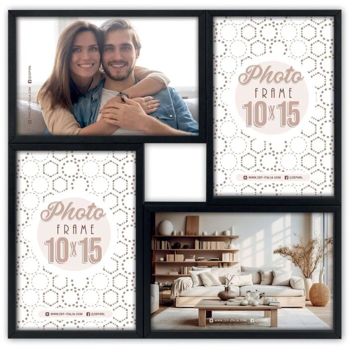 ZEP Cadru MDF Bari negru pentru 4 fotografii 10x15 cm