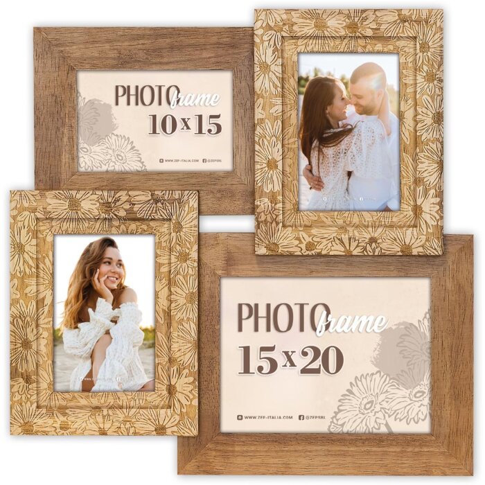 ZEP Gallery Frame Arezzo Wood Brown pentru 3 fotografii 10x15 cm 1 fotografie 15x20 cm