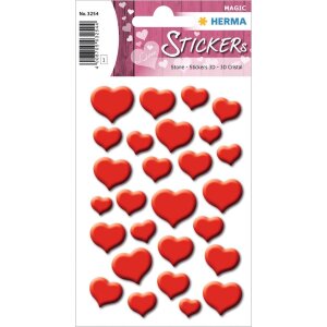 HERMA Stone 3D Sticker Cristal Rote Herzen selbstklebend...