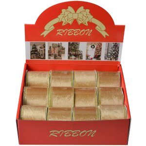 Clayre & Eef LI0128GO Panglică bej-aurie 6,3 cm x 5 m