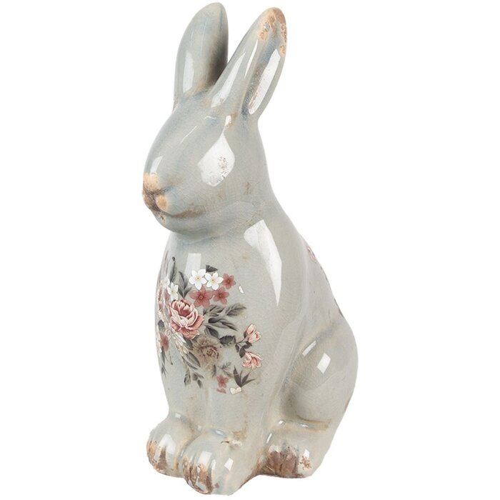 Clayre & Eef Iepure decorativ Ceramică gri roz 16x12x27 cm Stil rustic