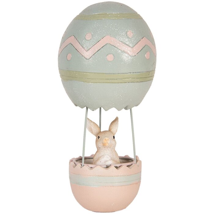 Clayre & Eef Dekoration Kaninchen Heißluftballon Beige Blau Ø 12x25 cm