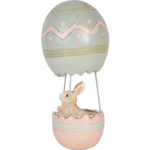 Clayre & Eef Dekoration Kaninchen Heißluftballon Beige Blau Ø 12x25 cm