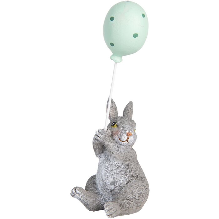 Clayre & Eef Iepure decorativ cu balon gri 7x6x18 cm Decorațiuni de Paște în stil country
