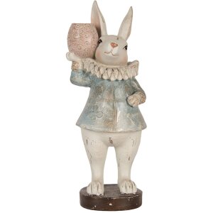 Clayre & Eef Deko-Kaninchen Landhausstil Beige Blau...