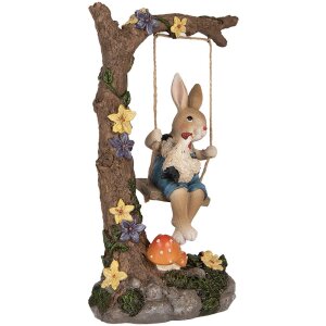 Clayre & Eef Dekofigur Kaninchen auf Schaukel...