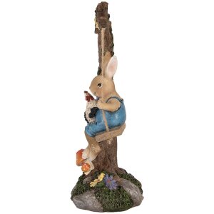 Clayre & Eef figurină decorativă iepure pe leagăn stil țară 20x12x32 cm