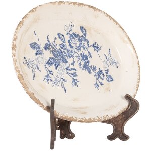 Clayre & Eef 6CE2020 Dekoration Teller Beige-Blau 25x18x3 cm