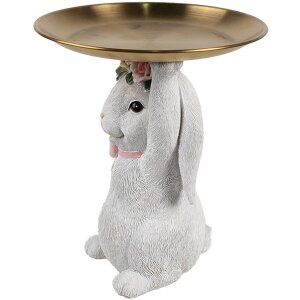 Clayre & Eef Decorațiune Iepure cu castron aur alb...