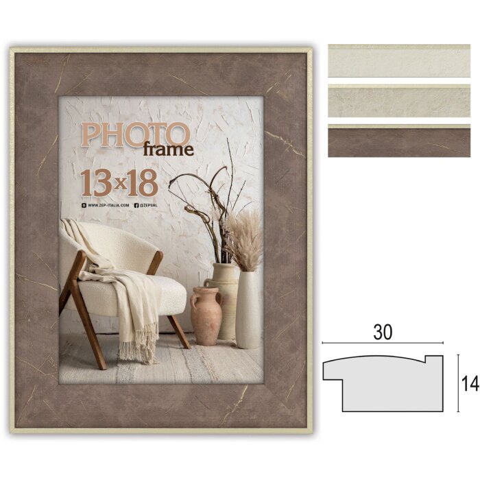 ZEP Bilderrahmen Colmar Polystyrol Holzoptik Braun Grau Weiß 10x15 bis 30x40 cm