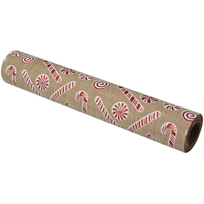 Clayre & Eef 66038 Panglică de masă Bej Roșu 28x275 cm Stil de țară Festive