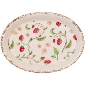 Clayre & Eef Dekorationsteller 25x18x3 cm Beige Rot...