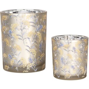 Clayre & Eef 6GL4966 Teelichthalter Set 2 Glas Grau...