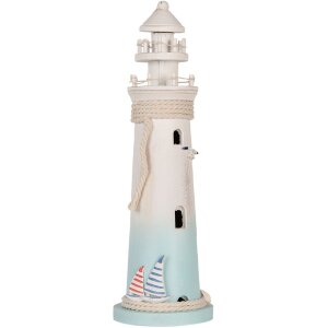 Clayre & Eef Deko-Leuchtturm Weiß Blau Ø...