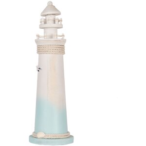 Clayre & Eef Far decorativ alb albastru Ø 13x42 cm MDF Decor maritim din lemn