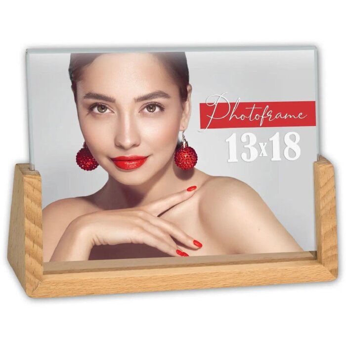 ZEP Acrilic Picture Frame Virginia Natural Wooden Base Double Face 10x15 cm 13x18 cm